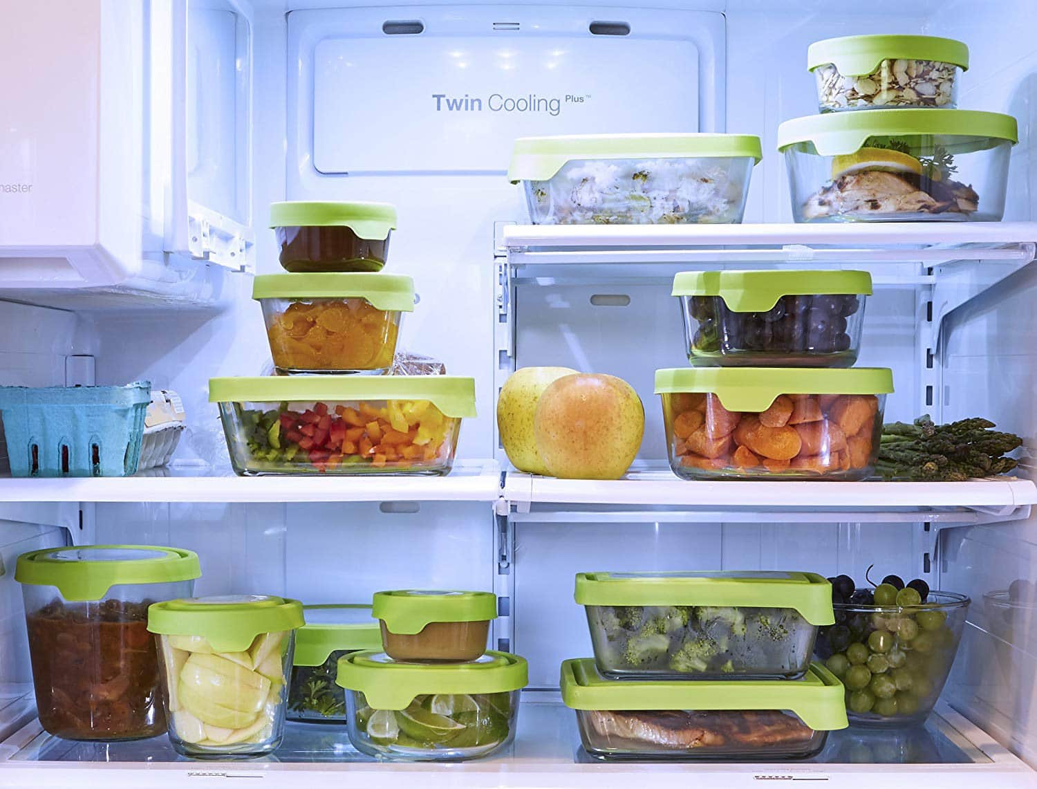 Anchor Hocking TrueSeal 6-Piece Round Glass Food Containers with Lids, Green