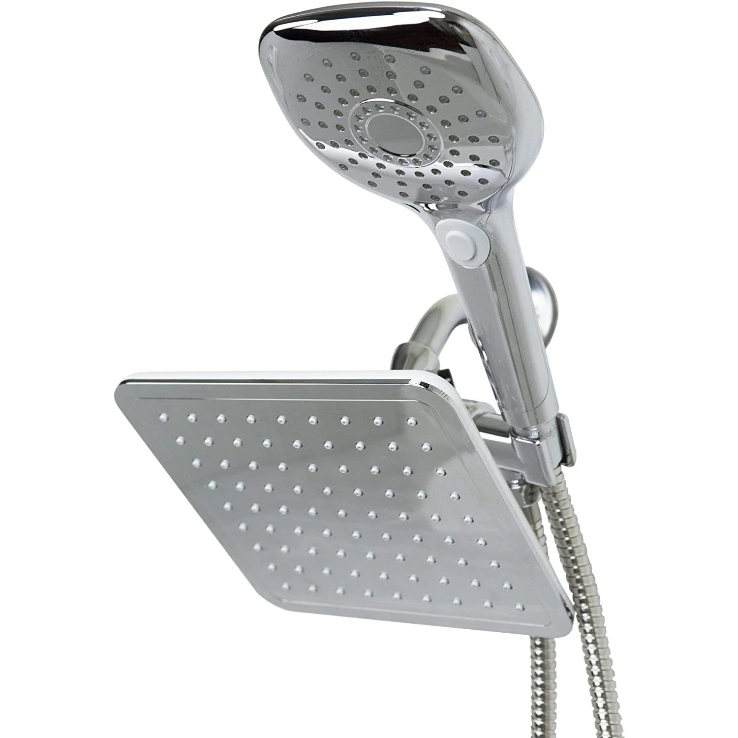 Home Basics Dual Rainfall Chrome Plated Steel Shower Massager, Silver