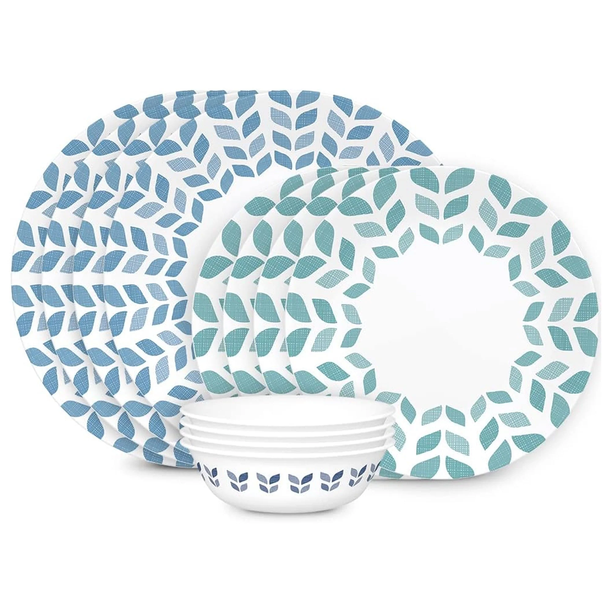 Corelle Vitrelle 12-Piece Glass Dinnerware Set Service for 4, Northern Pines