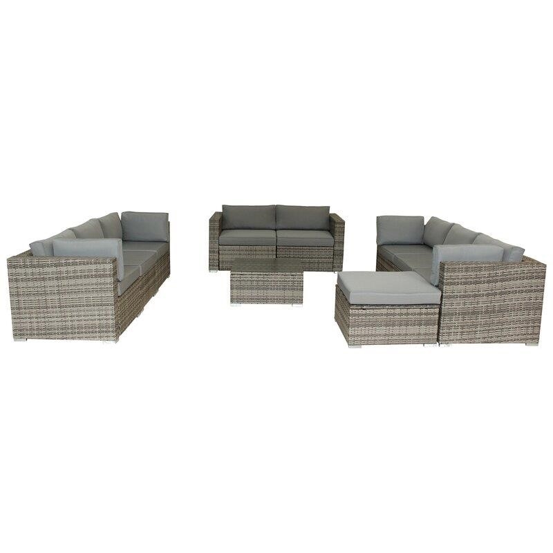 Epley Wicker/Rattan 9 - Person Seating Group with Cushions-furniture