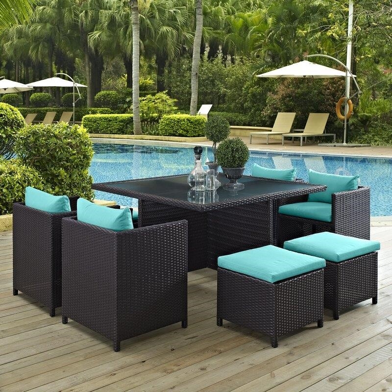 Travers Square 51'' Long Dining Set with Cushions-furniture