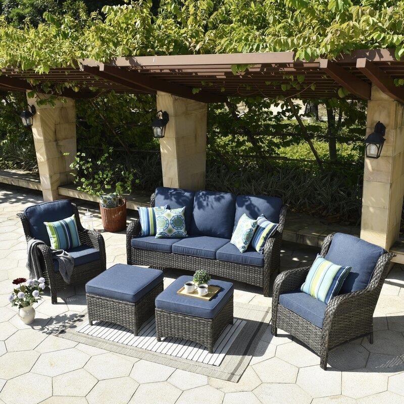 Latimer Wicker/Rattan 5 - Person Seating Group with Cushions-furniture