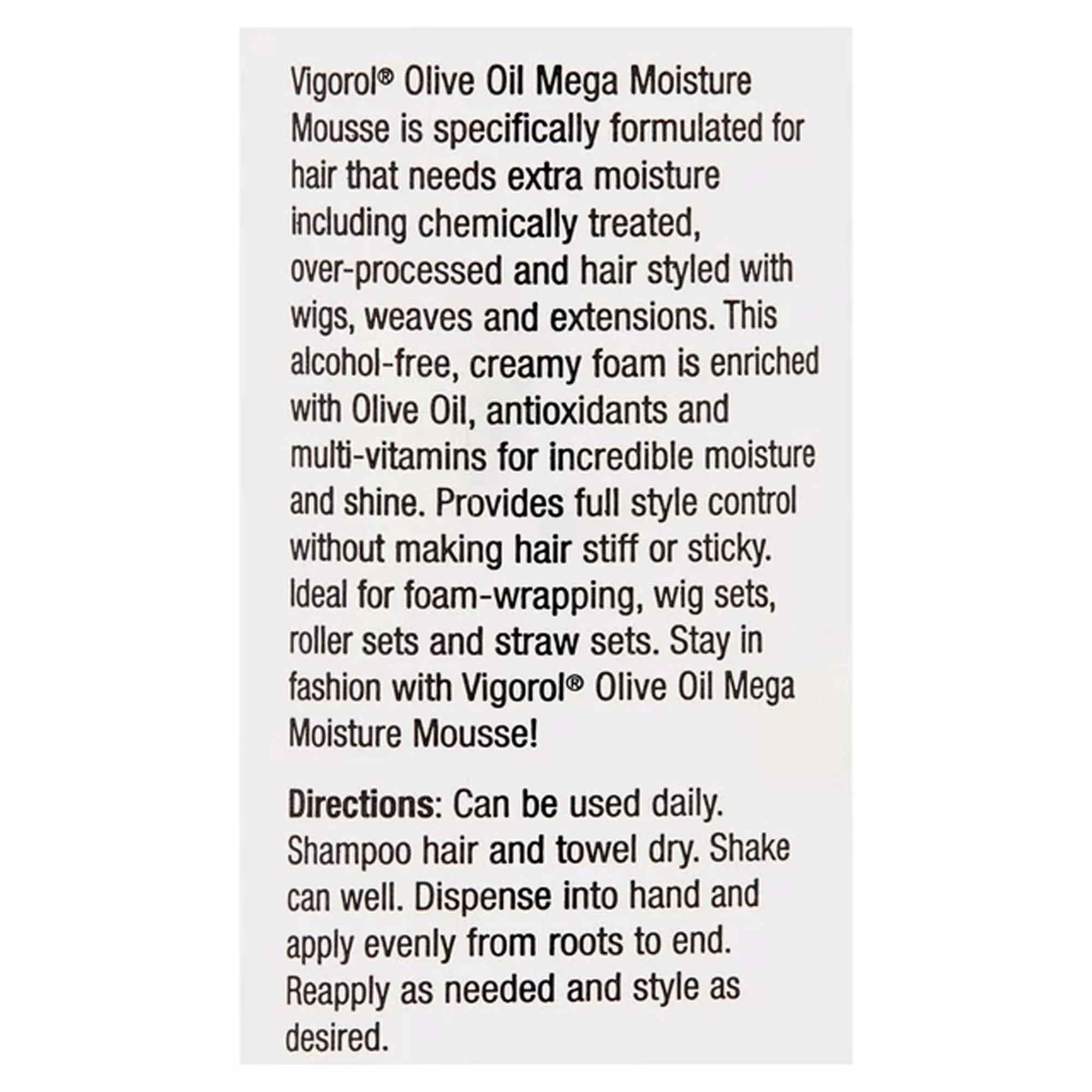 Vigorol Olive Oil Hair Care Mousse, 12 Fluid Ounce