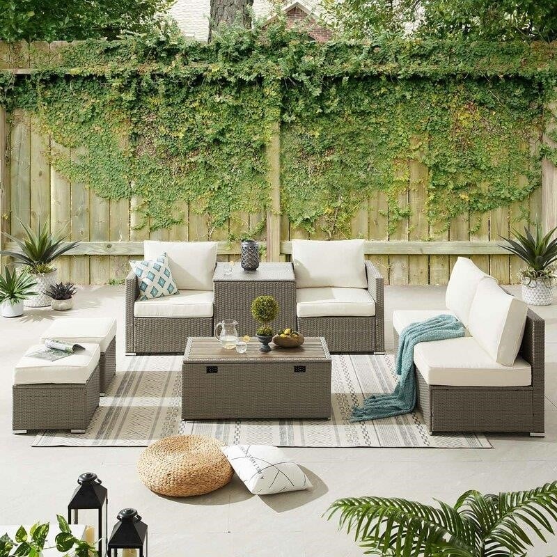Aaleena Wicker/Rattan 6 - Person Seating Group with Cushions-furniture