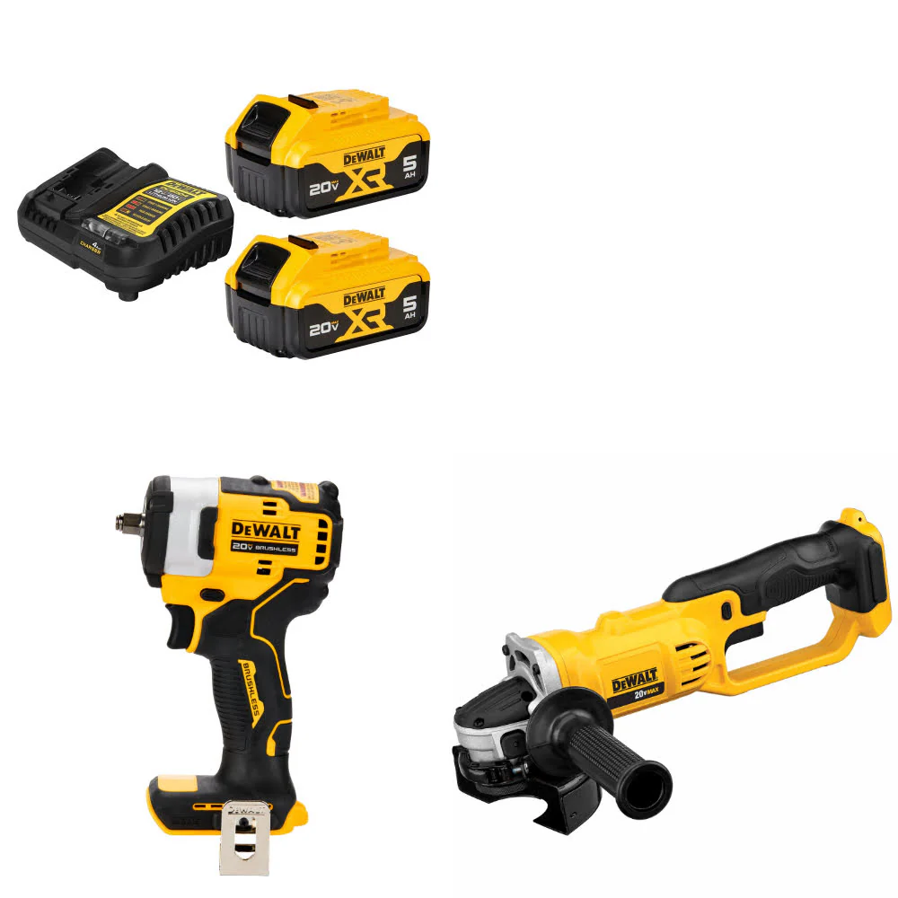 DeWalt DCB205-2C 20V Starter Kit W/ DCF913B 20V Impact Wrench & Cut-Off Tool