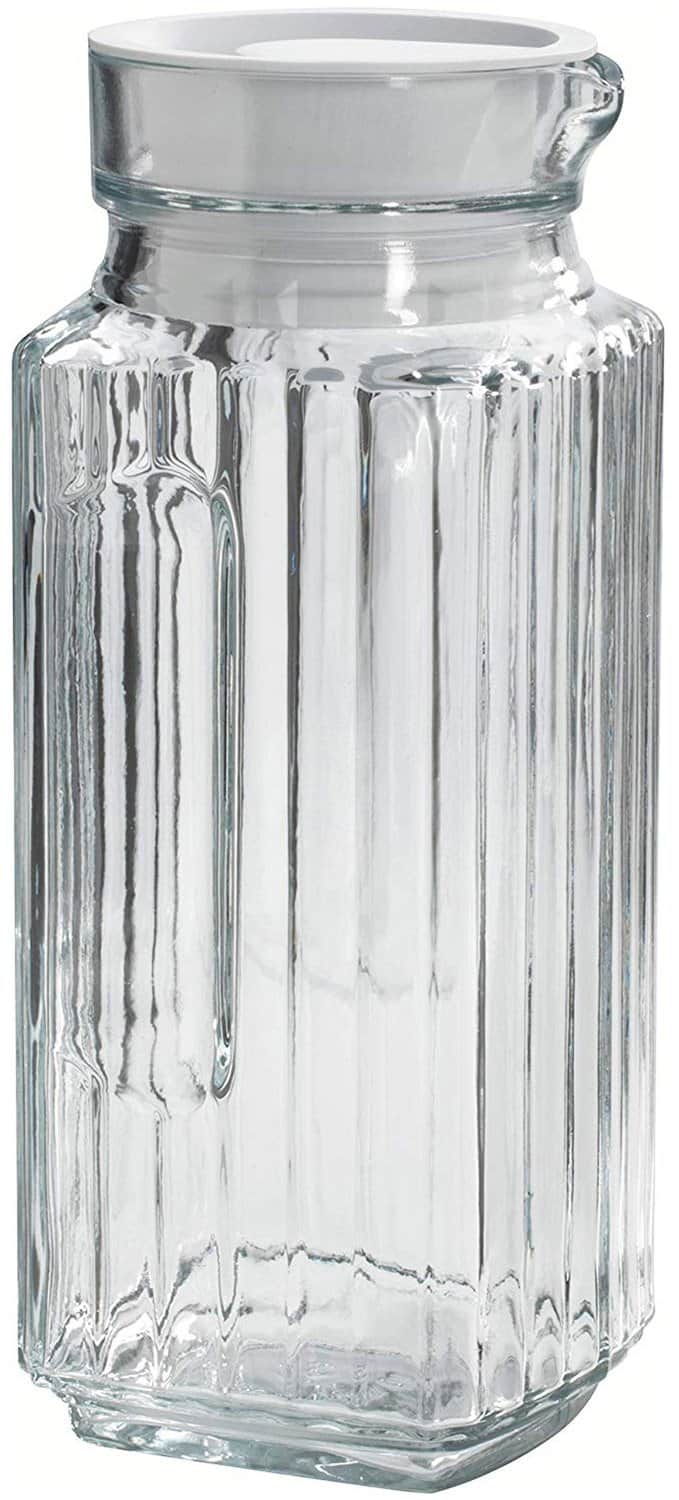 Anchor Hocking Glass Bistro Pitcher With White Stopper, 1 Quart