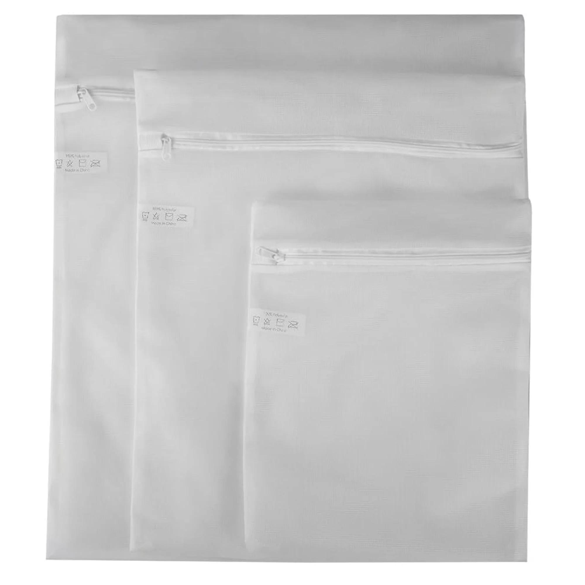 Home Basics 3 Piece Micro Mesh Delicate Intimate Laundry Wash Bag, White