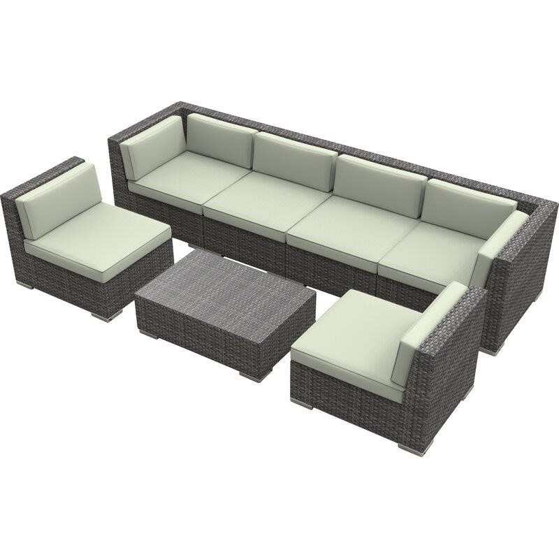 Knobel Wicker/Rattan 6 - Person Seating Group with Cushions-furniture