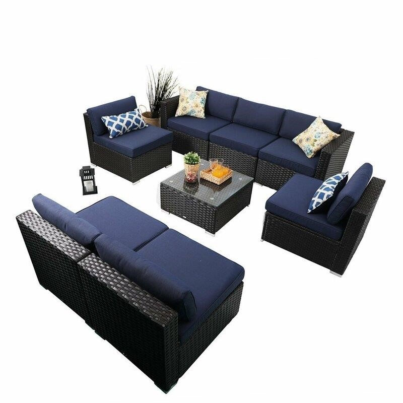 Soper Wicker/Rattan 7 - Person Seating Group with Cushions-furniture