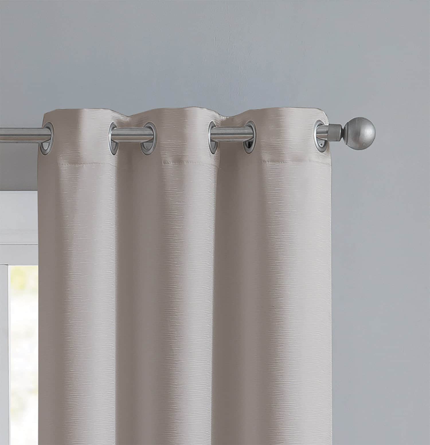 Angela 2-Pack Ribbed Textured Blackout Grommet Window Panel, Grey, 74x84 Inches