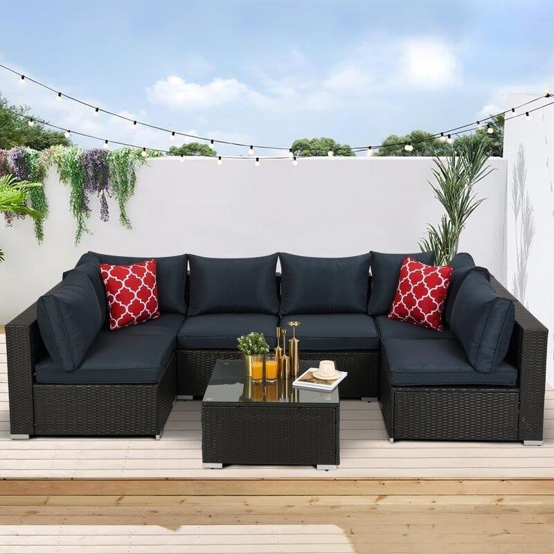 Jaelyn Wicker/Rattan 6 - Person Seating Group with Cushions-furniture