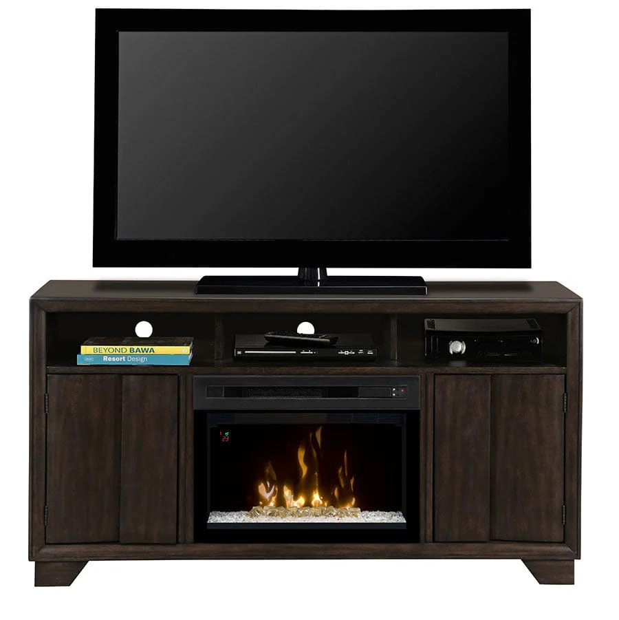 Bayne Electric Fireplace Media Console w/ Glass in Graphite