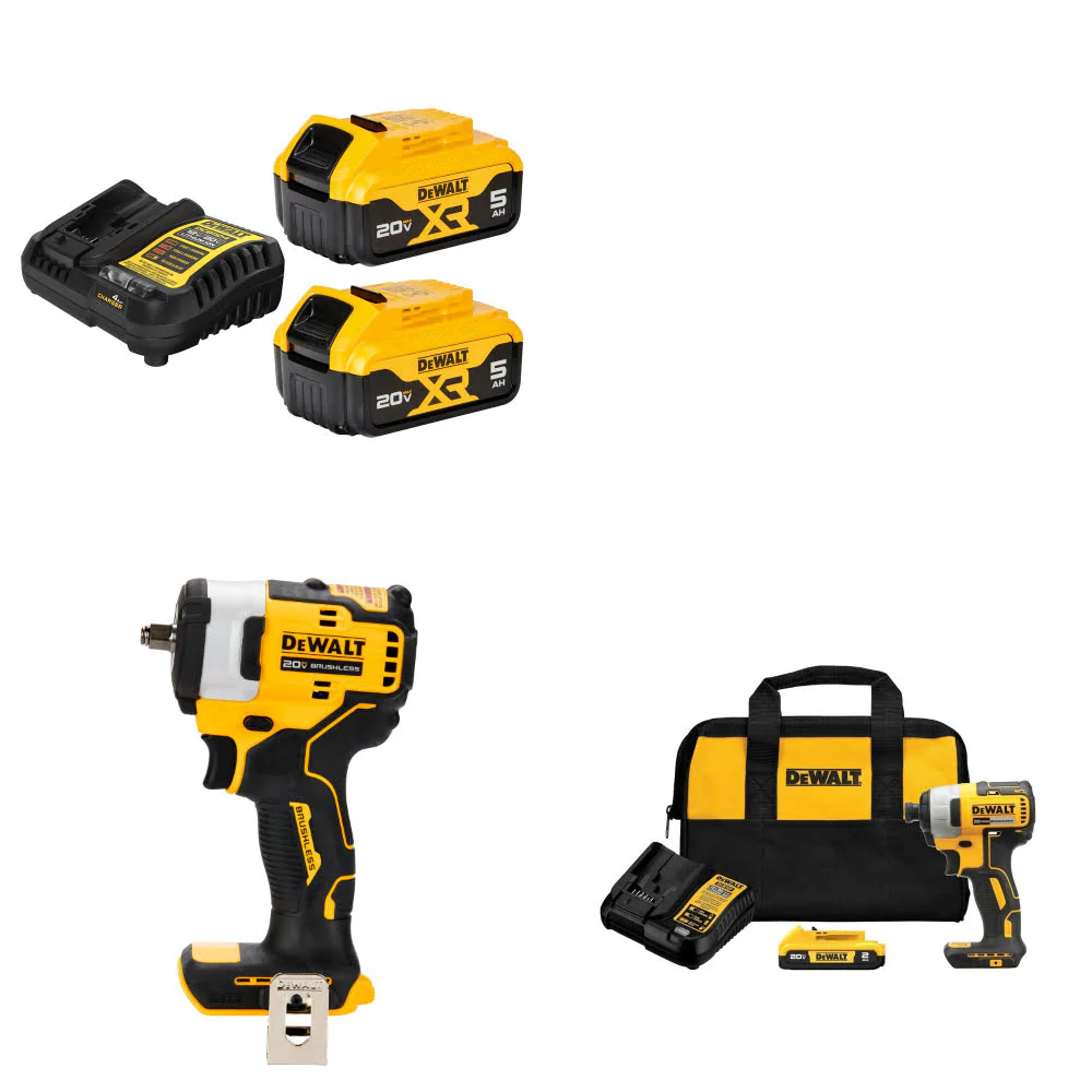 DeWalt DCB205-2C 20V Starter Kit W/ DCF913B Impact Wrench & Impact Driver Kit