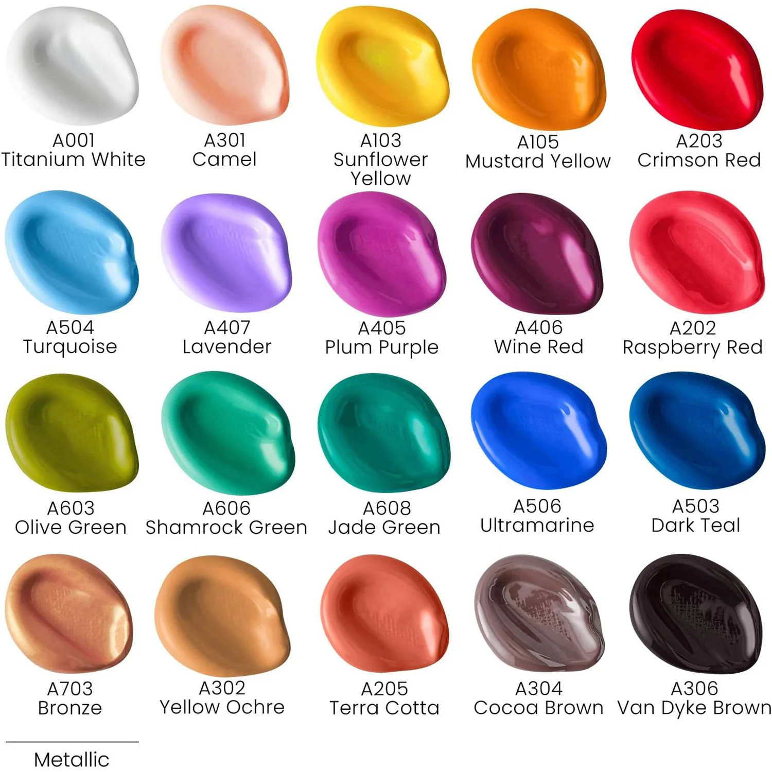 ARTEZA Premium Craft Acrylic Paint, Assorted Colors, 20 Count
