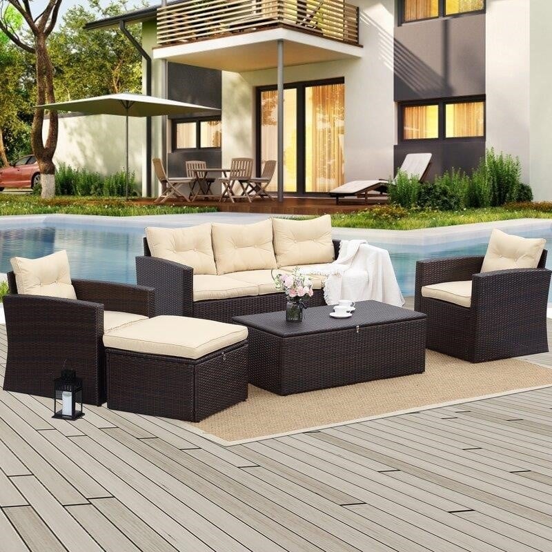 Connor Wicker/Rattan 6 - Person Seating Group with Cushions-furniture