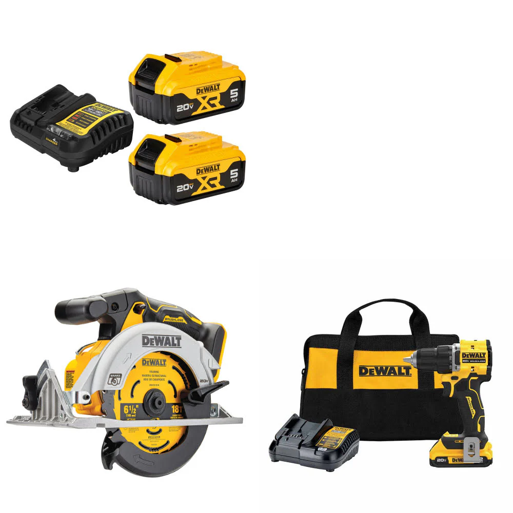 DeWalt DCB205-2C 20V MAX Starter Kit W/ DCS565B 20V Circ Saw & Drill/Driver Kit