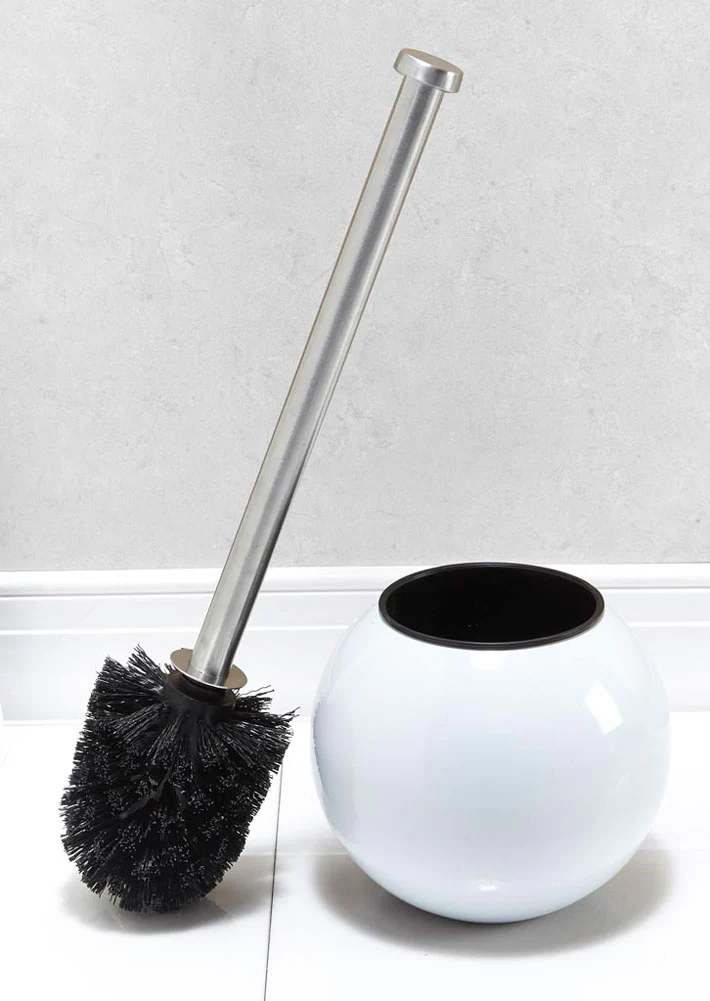 Bath Bliss Globe Design Toilet Brush and Holder in White