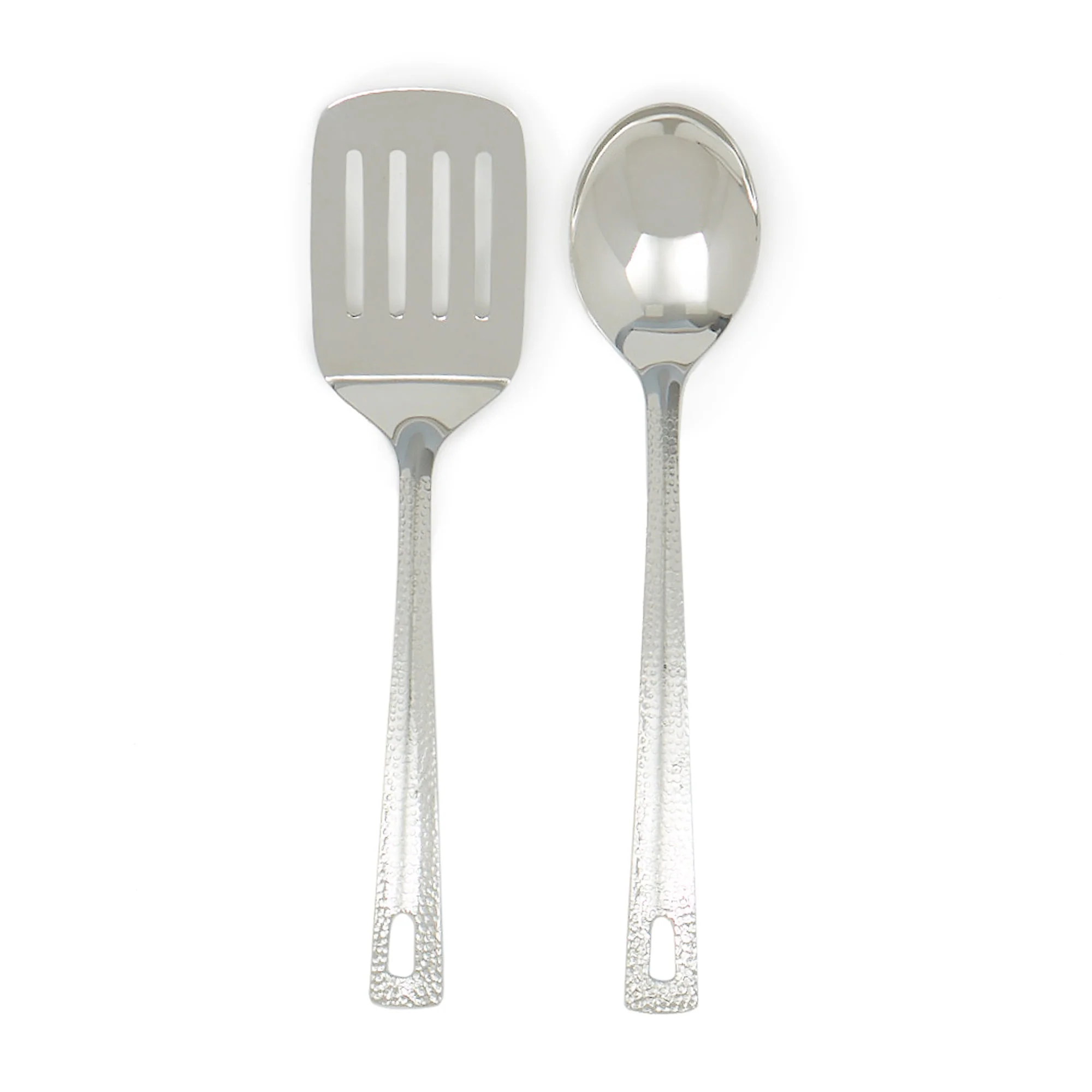 Home Basics 2 Pieces Stainless Steel Serving Tool Set, Hammered