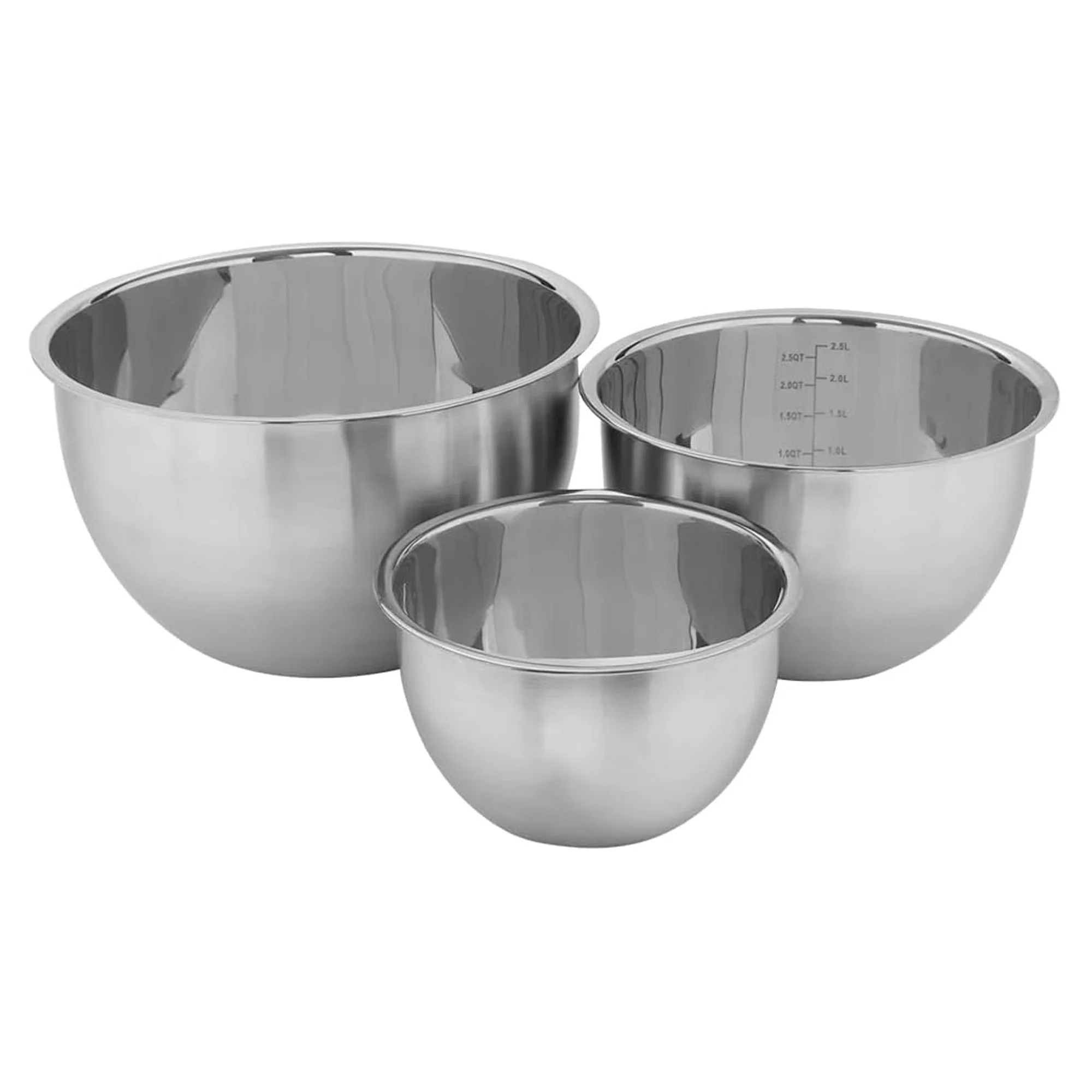 Home Basics 3 Piece Stainless Steel Nesting Mixing Bowls