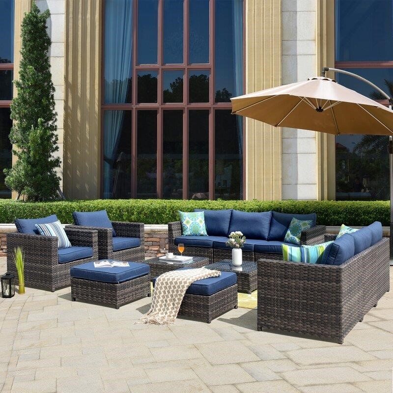 Parachute Wicker/Rattan 360 - Person Seating Group with Cushions-furniture