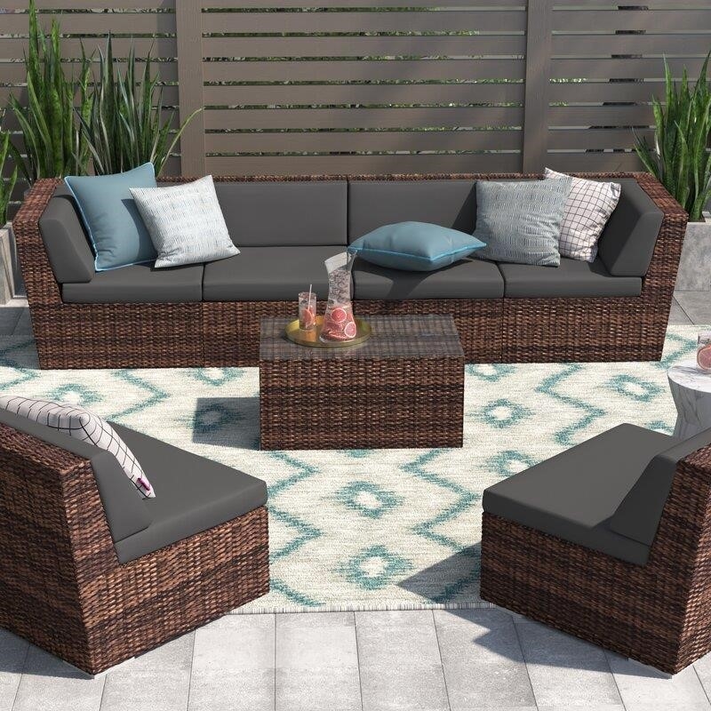 Barneveld Wicker/Rattan 6 - Person Seating Group with Cushions-furniture