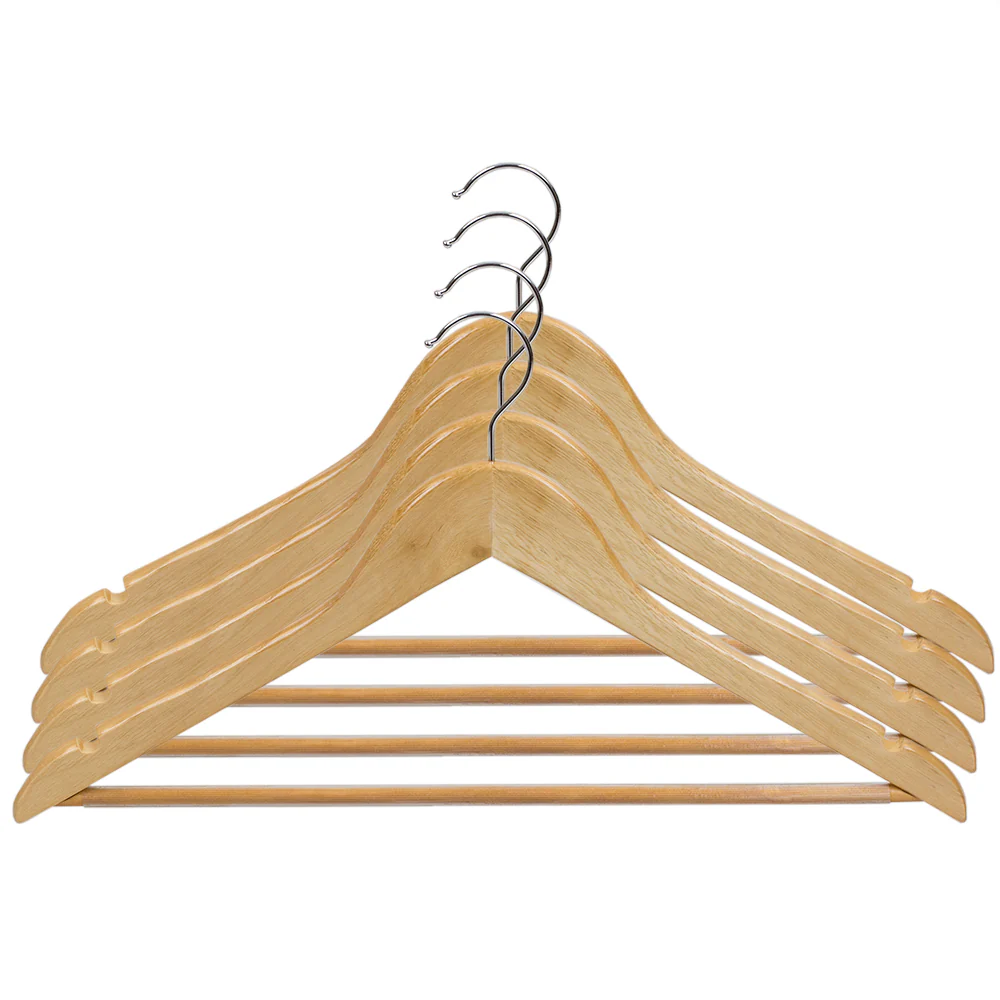Home Basics Non-Slip 5 Pack Wood Hangers with Swivel Hook, Natural