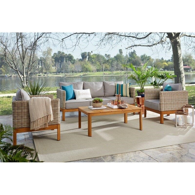 Centerview Wicker/Rattan 5 - Person Seating Group with Cushions-furniture