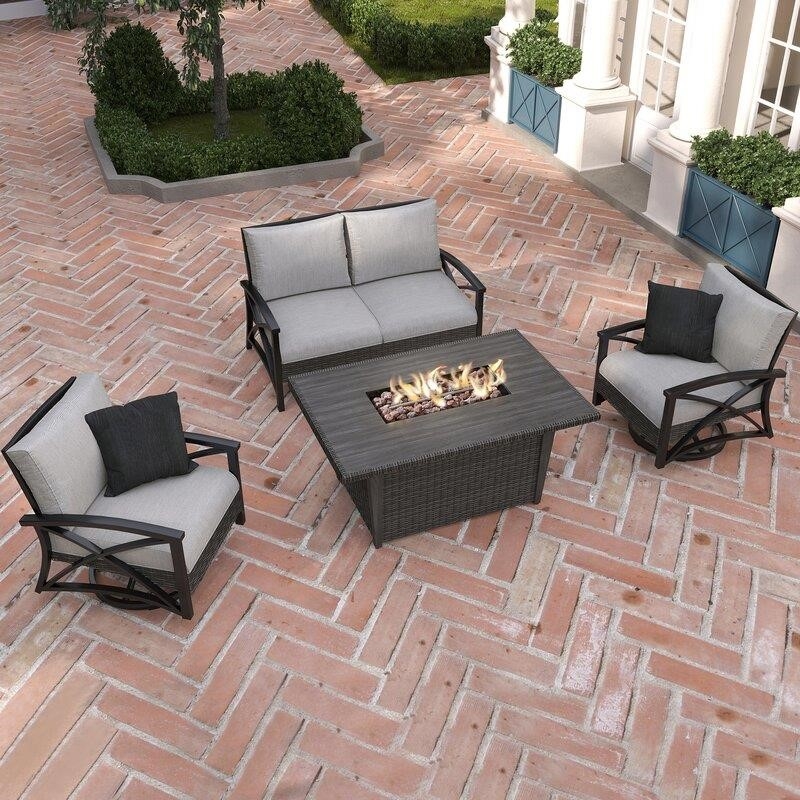 Martha Stewart Metal 4 - Person Seating Group with Cushions-furniture