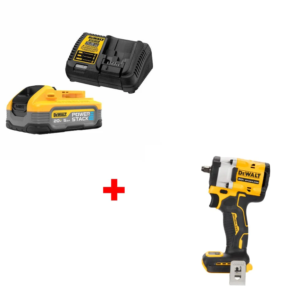 DeWalt DCBP520C 20V Max PowerStack Starter Kit w/ FREE DCF923B 20V Impact Wrench