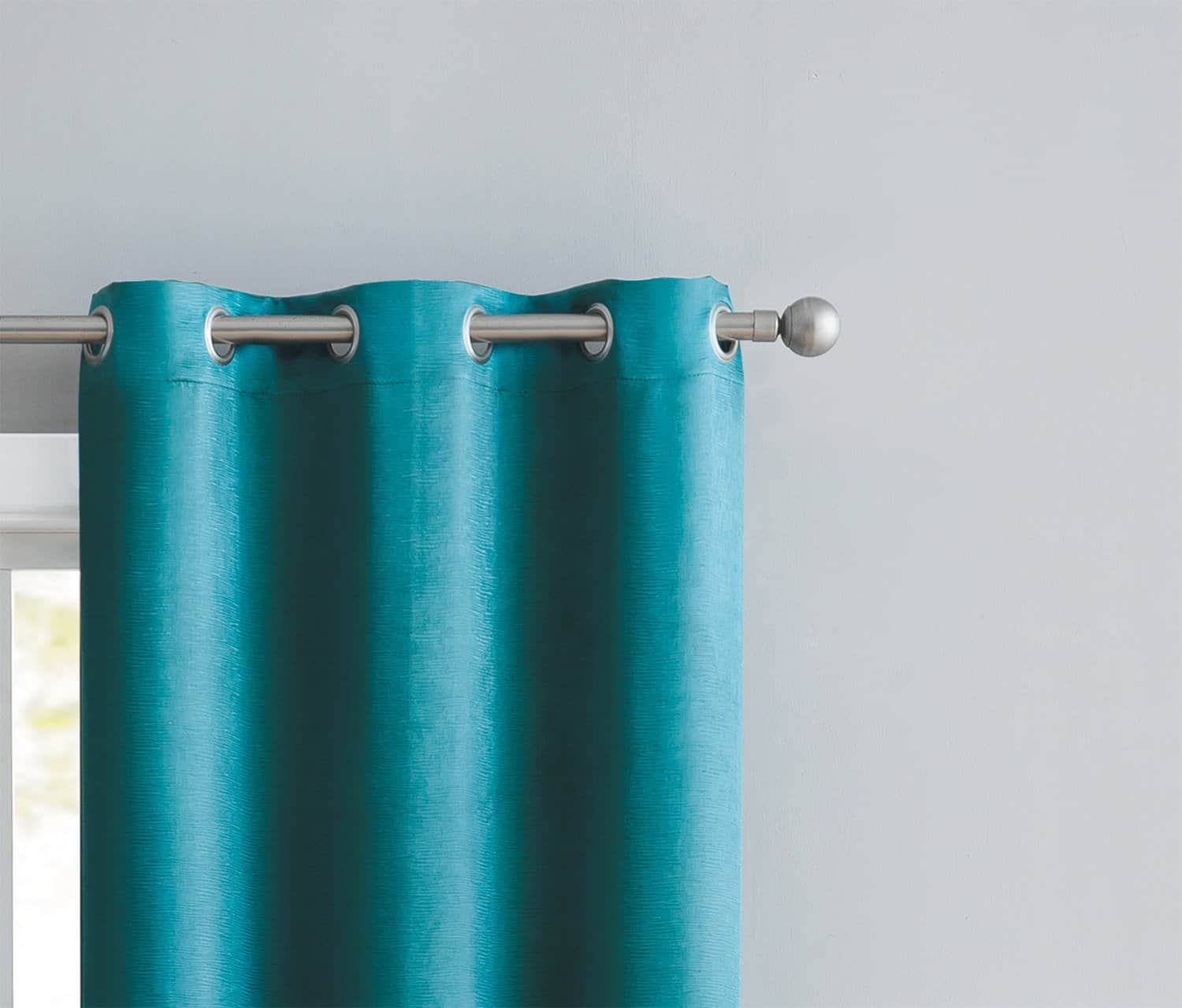Angela 2-Pack Ribbed Textured Blackout Grommet Window Panel, Teal, 74x84 Inches