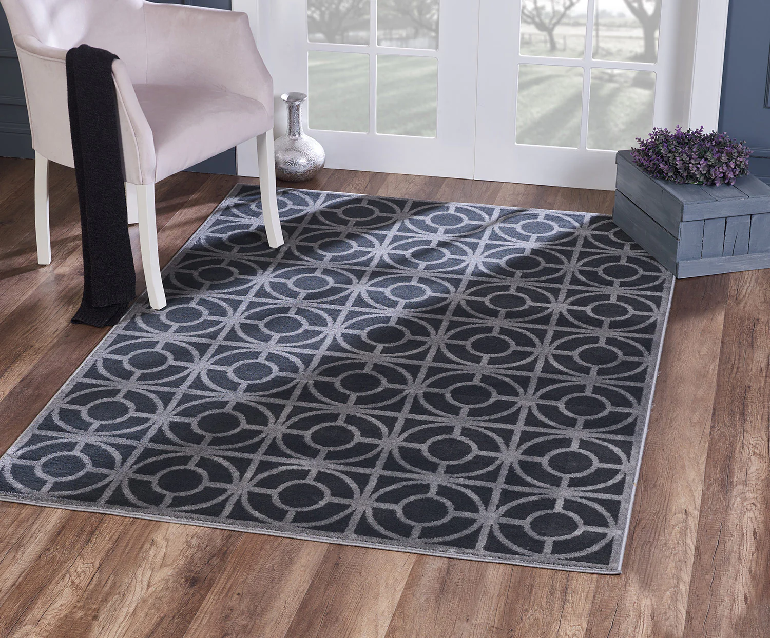 Andre Lattice Contemporary Area Rug, Light Gray-Dark Gray, 5x7 Feet