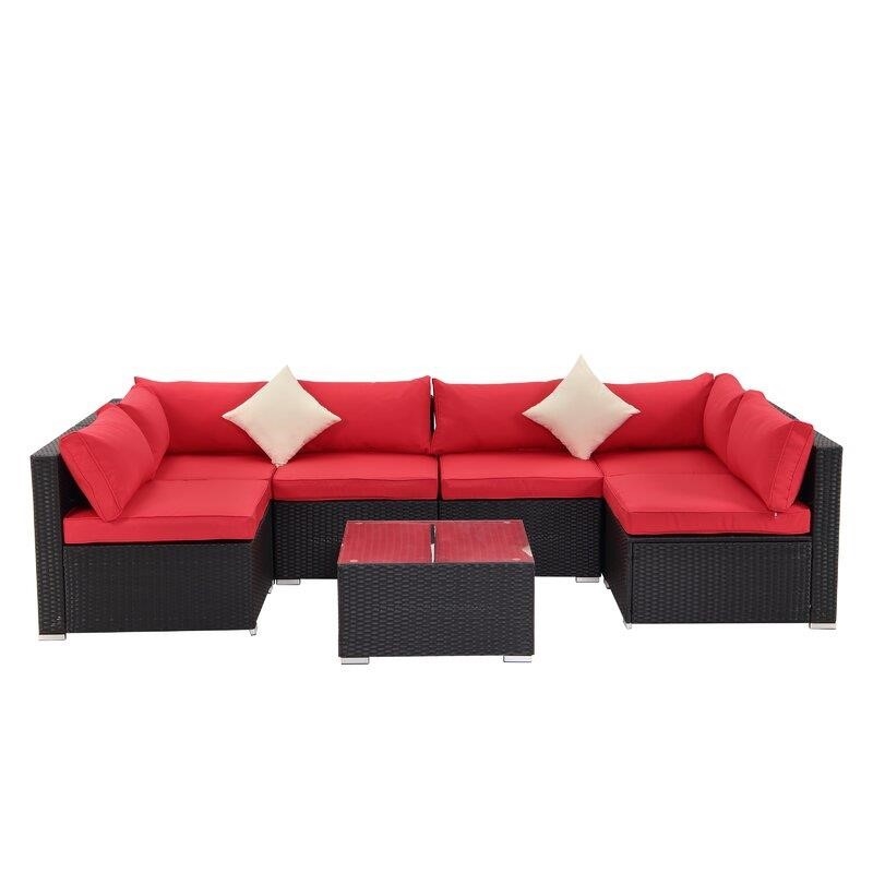 Moshannon Wicker/Rattan 6 - Person Seating Group with Cushions-furniture