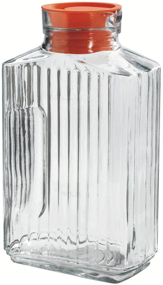 Anchor Hocking Bistro Glass Pitcher with Tangerine Stopper, 2 Quart