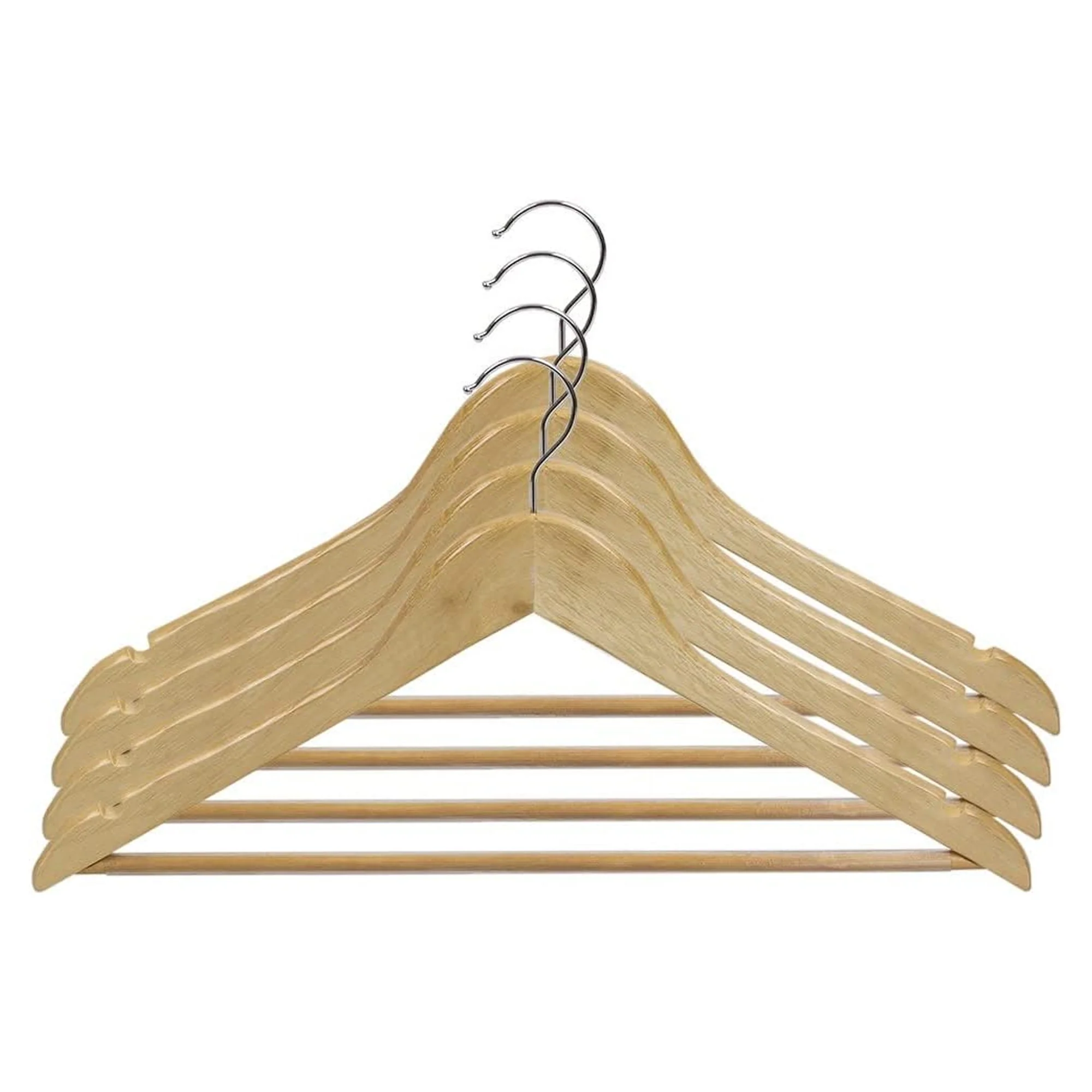 Home Basics Non-Slip 5 Pack Wood Hangers with Swivel Hook, Natural