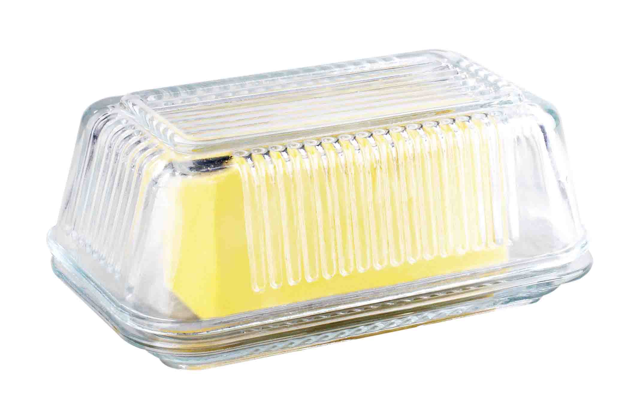Home Basics Classic Glass Butter Dish, Clear