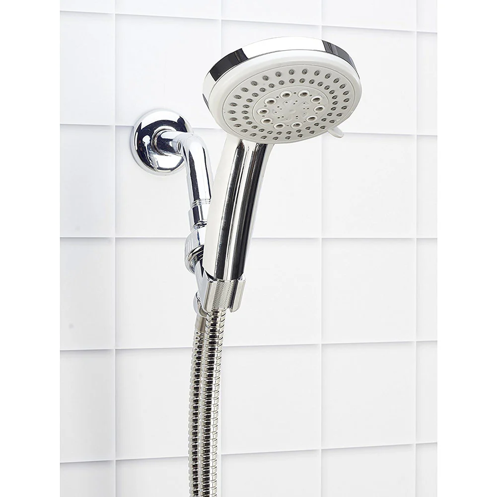 Bath Bliss Fiji 5-Function Monsoon Showerhead and Cord Set, Grey-Chrome