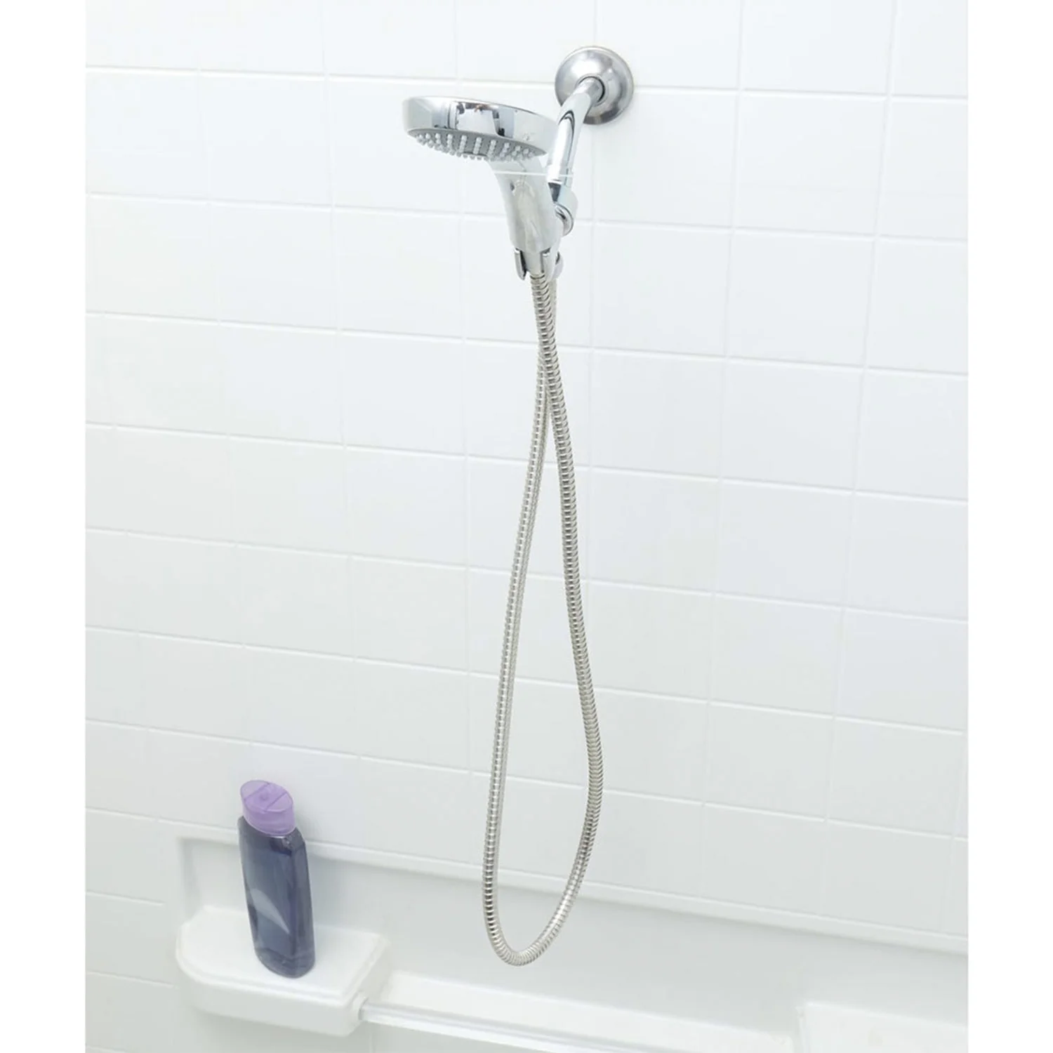 Home Basics Stainless Steel Adjustable Dual Shower Head Massager, Chrome