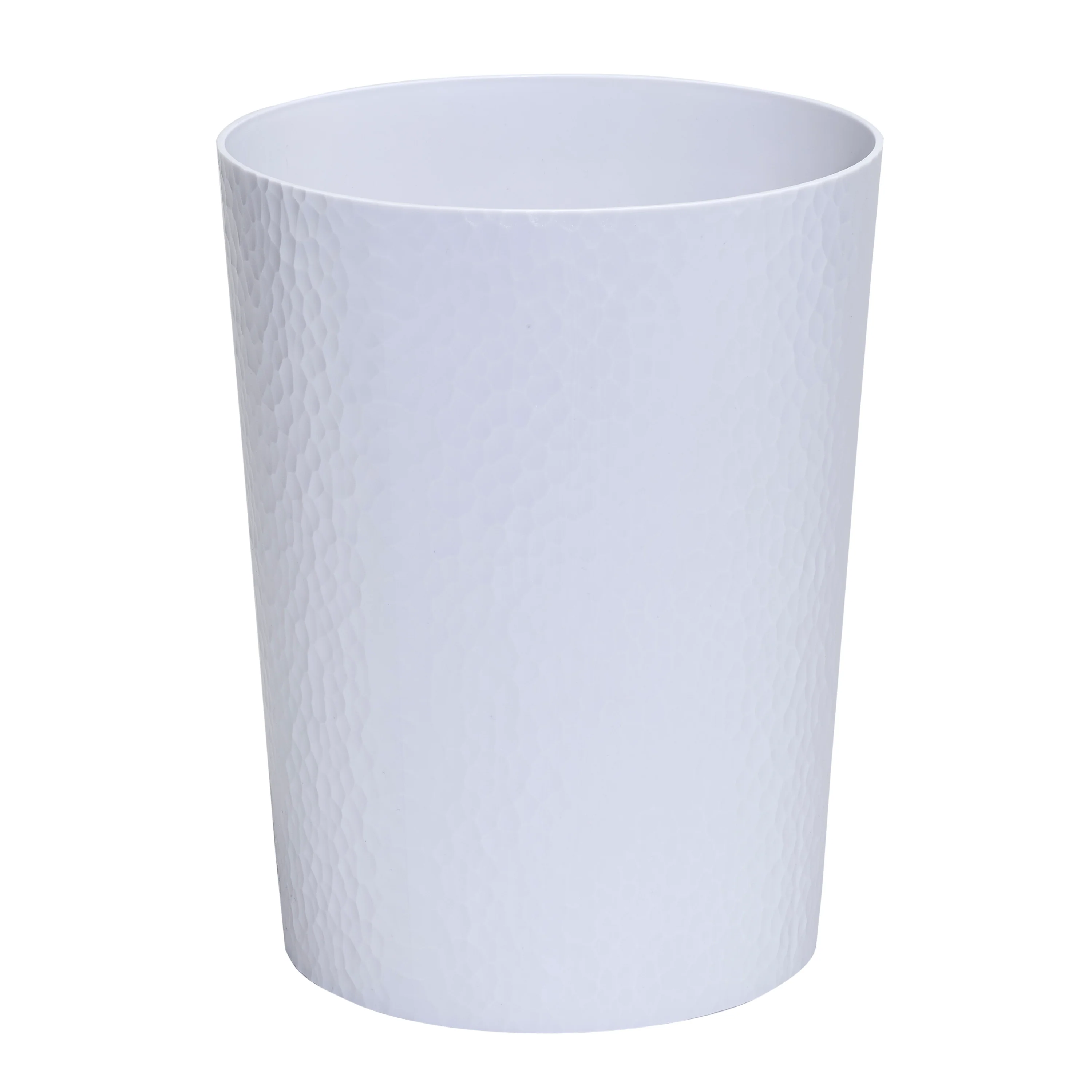 Bath Bliss Hammered Textured Trash Can in White