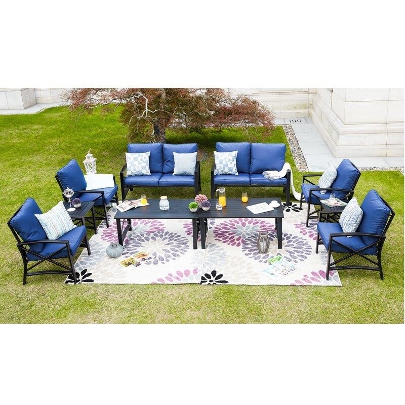 Lilburn Metal 8 - Person Seating Group with Cushions-furniture