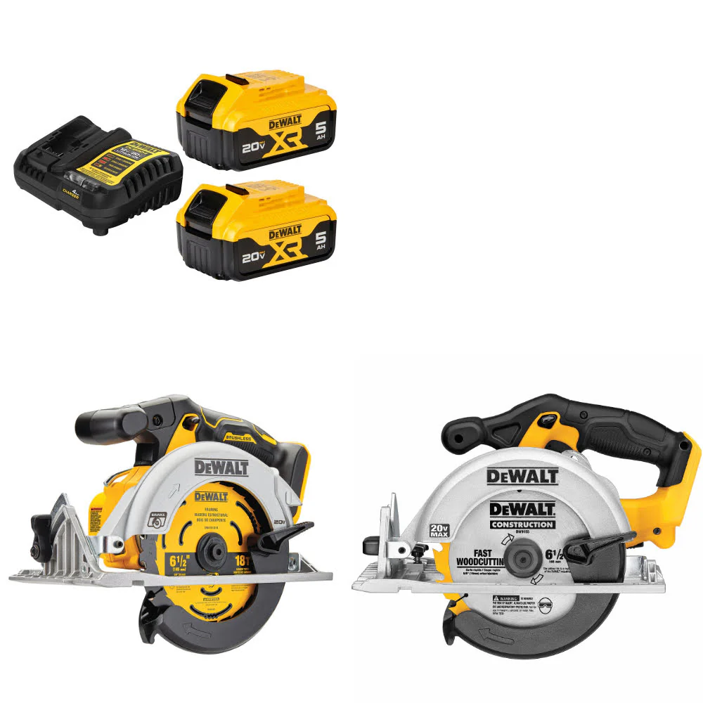 DeWalt DCB205-2C 20V MAX Starter Kit W/ DCS565B 20V Circ Saw & EXTRA Circ Saw