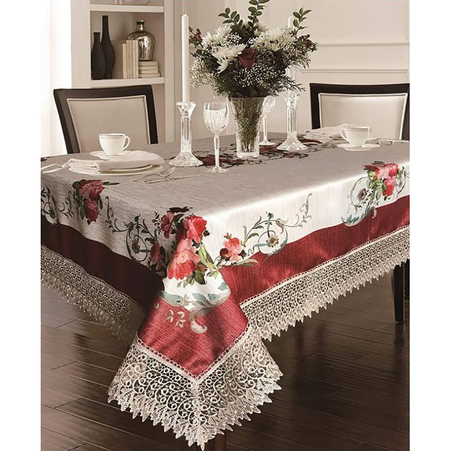 Ascott Decorative Tablecloth with Macrame Lace Trimming