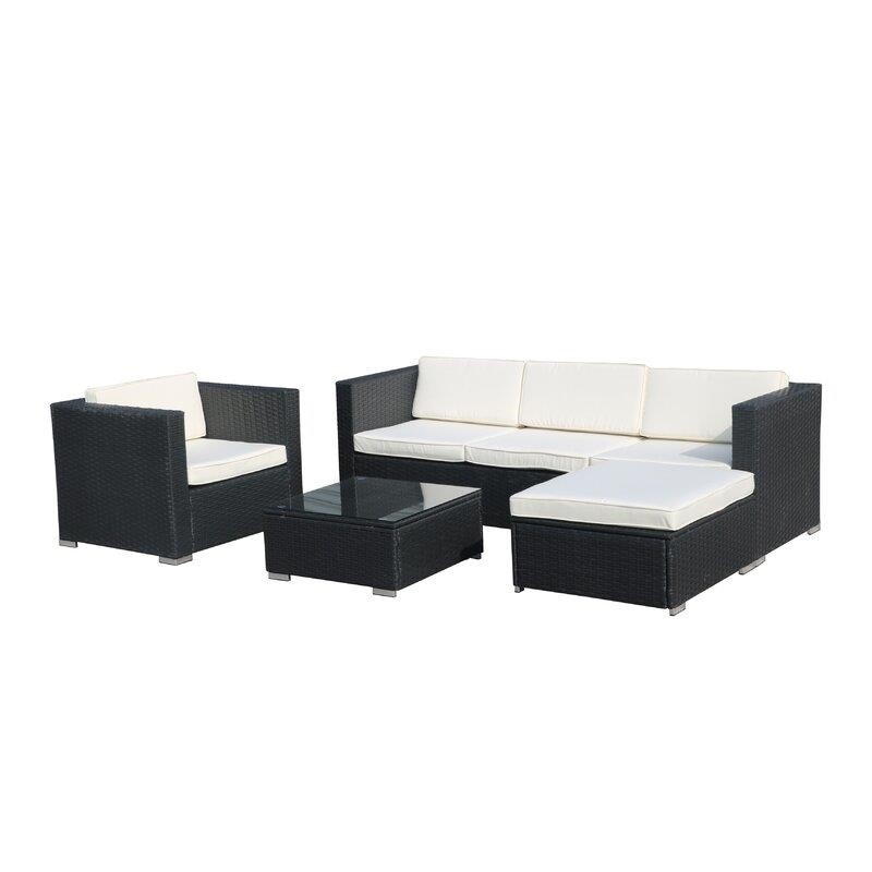 Backstrom Wicker/Rattan 5 - Person Seating Group with Cushions-furniture