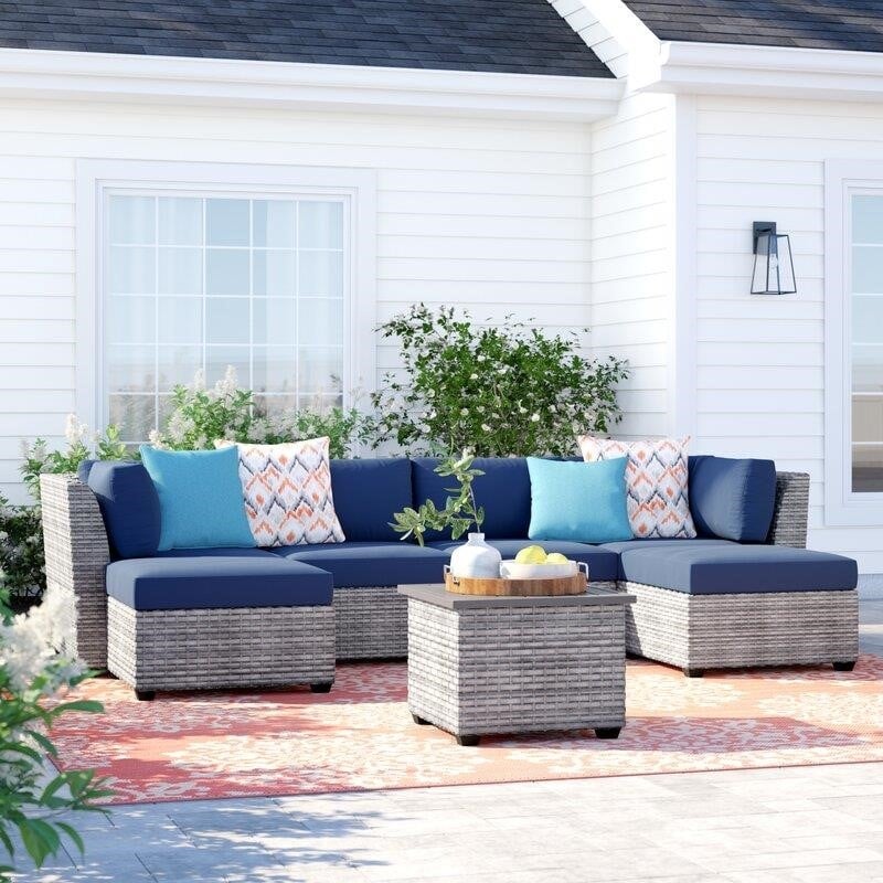 Kenwick Wicker/Rattan 5 - Person Seating Group with Cushions-furniture