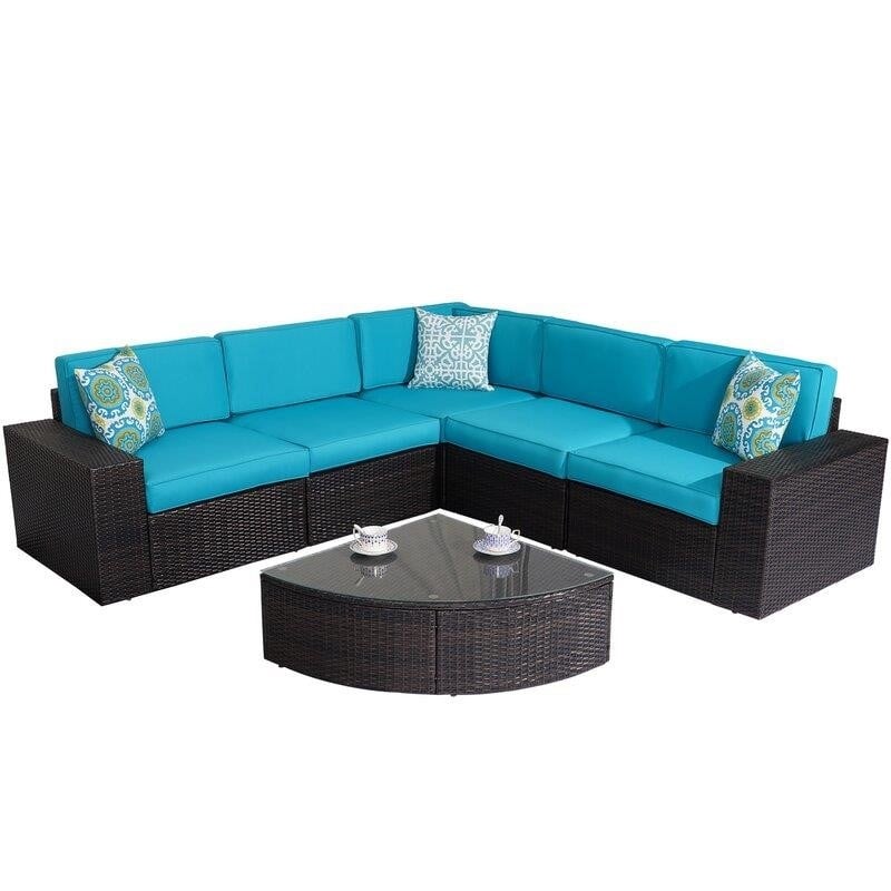 Kerwick Wicker/Rattan 5 - Person Seating Group with Cushions-furniture