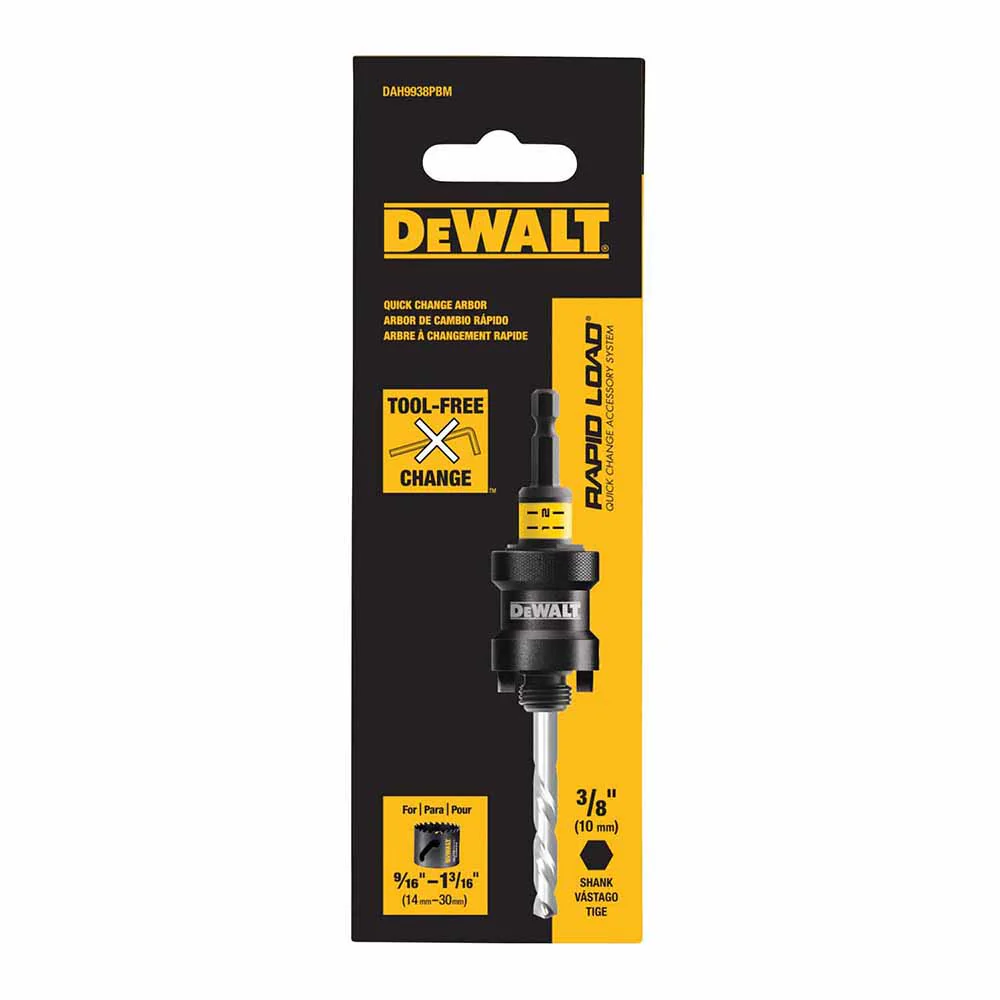DeWalt DAH9938PBM Rapid Load 9/16 - 1 3/16 Quick Change Hole Saw Arbors