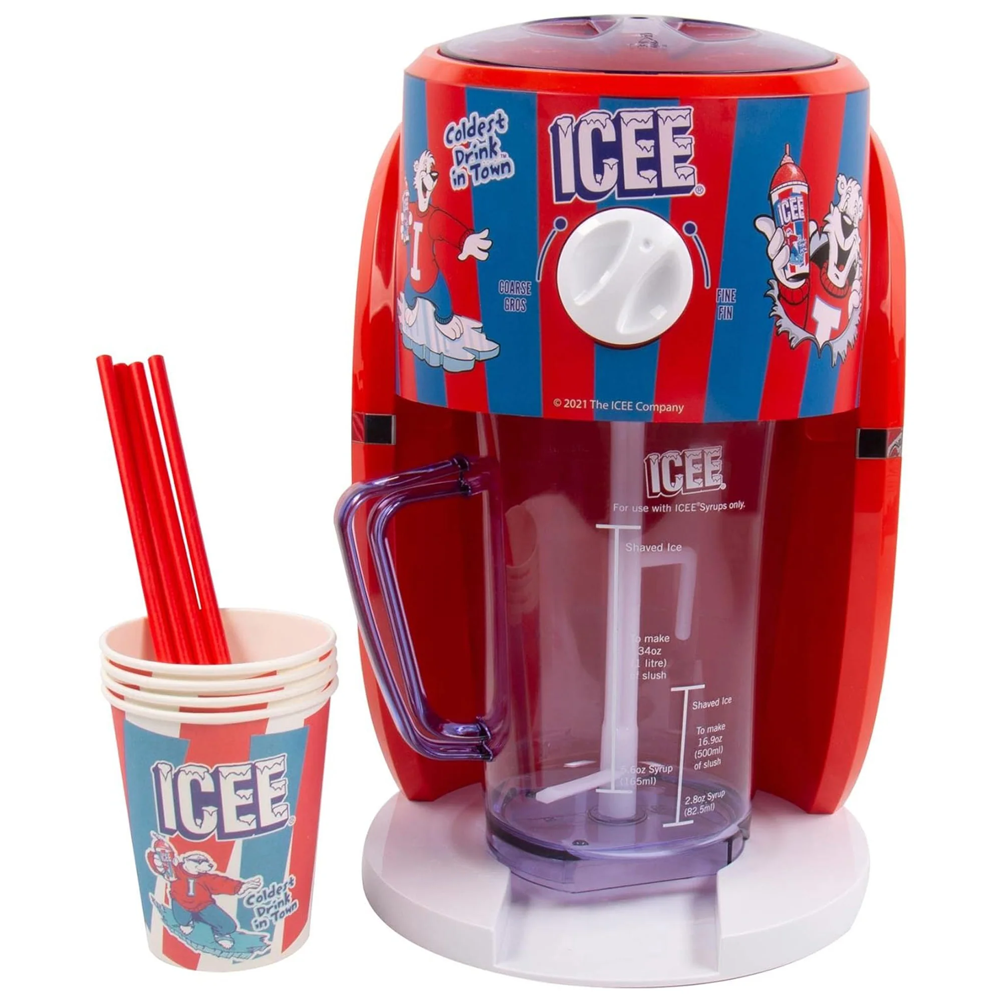 ICEE Snow Cone Machine Slushie Ice Shaving Machine, Includes Cups, Straws & Syrup