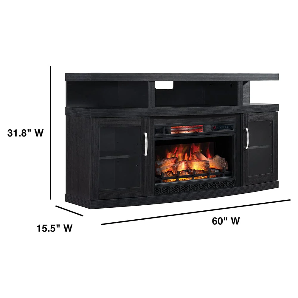 Cantilever Infrared Electric Fireplace TV Stand in Embossed Oak