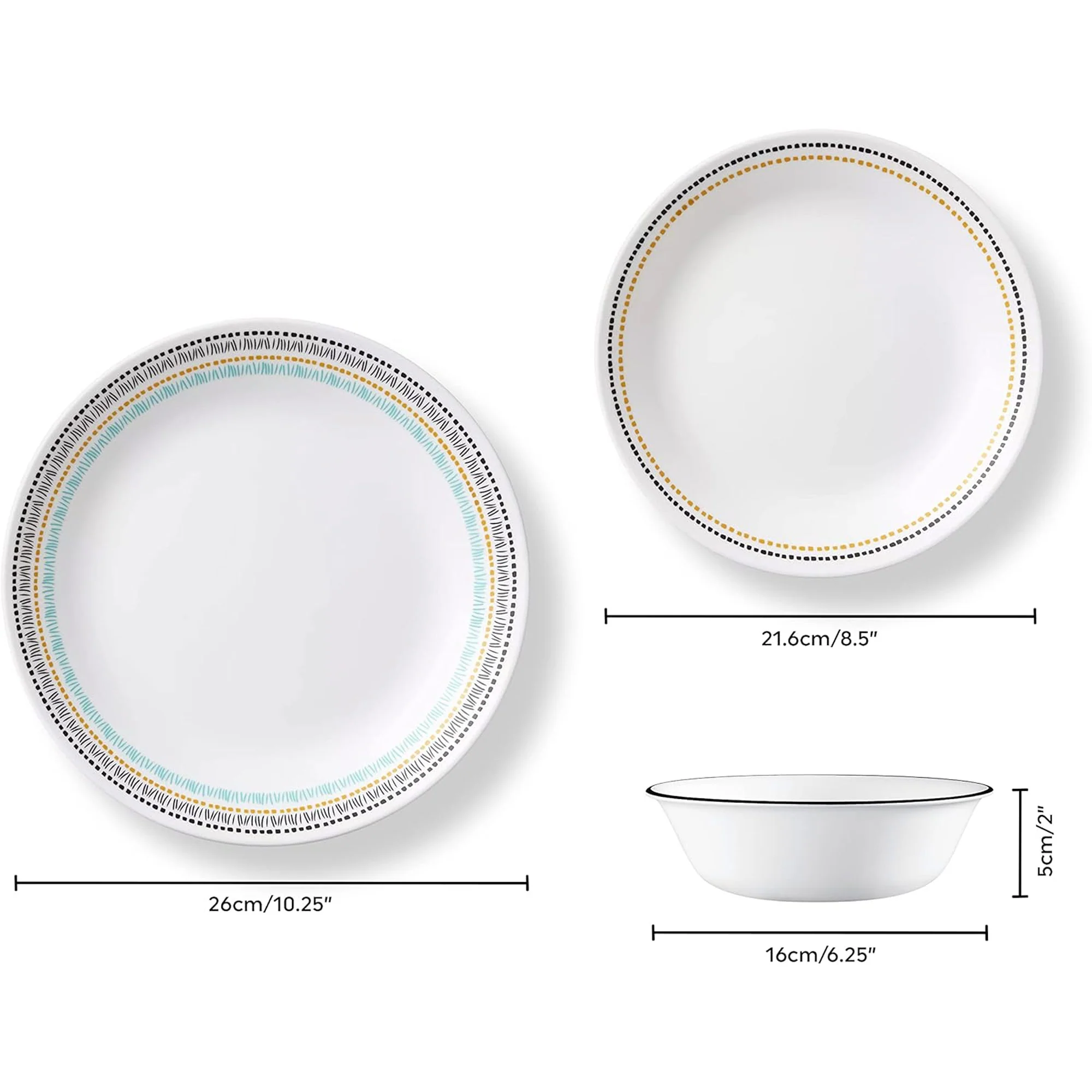 Corelle Vitrelle Glass Round Dinnerware Set, 12 Piece Set, Service for 4, Paloma