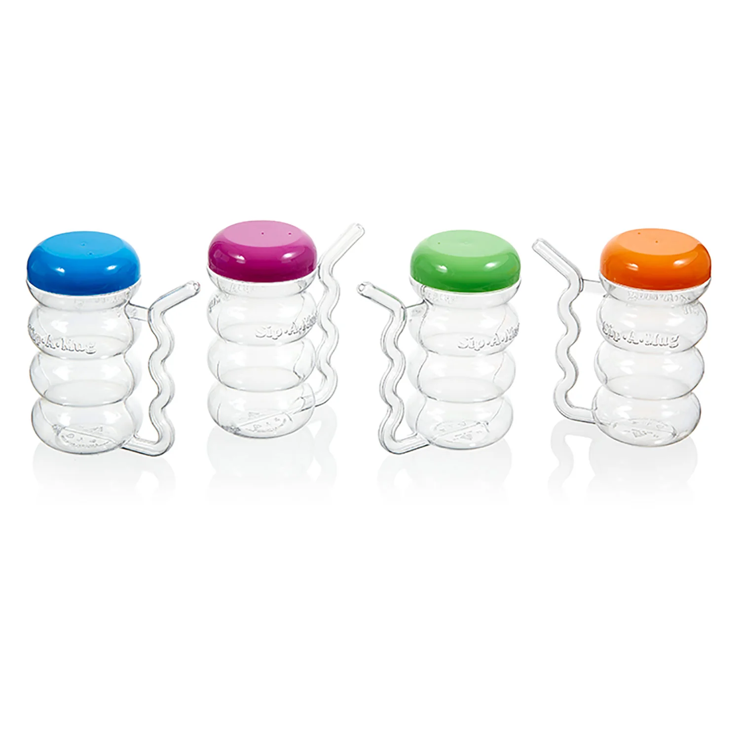 Arrow Plastic Sip-A-Mug With Straw Handle, Assorted Colors, 14 Ounces