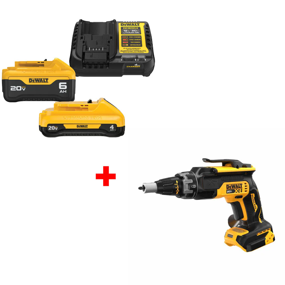 DeWalt DCB2460C 20V MAX 4Ah & 6Ah Starter Kit W/ FREE DCF630B 20V MAX Screwgun